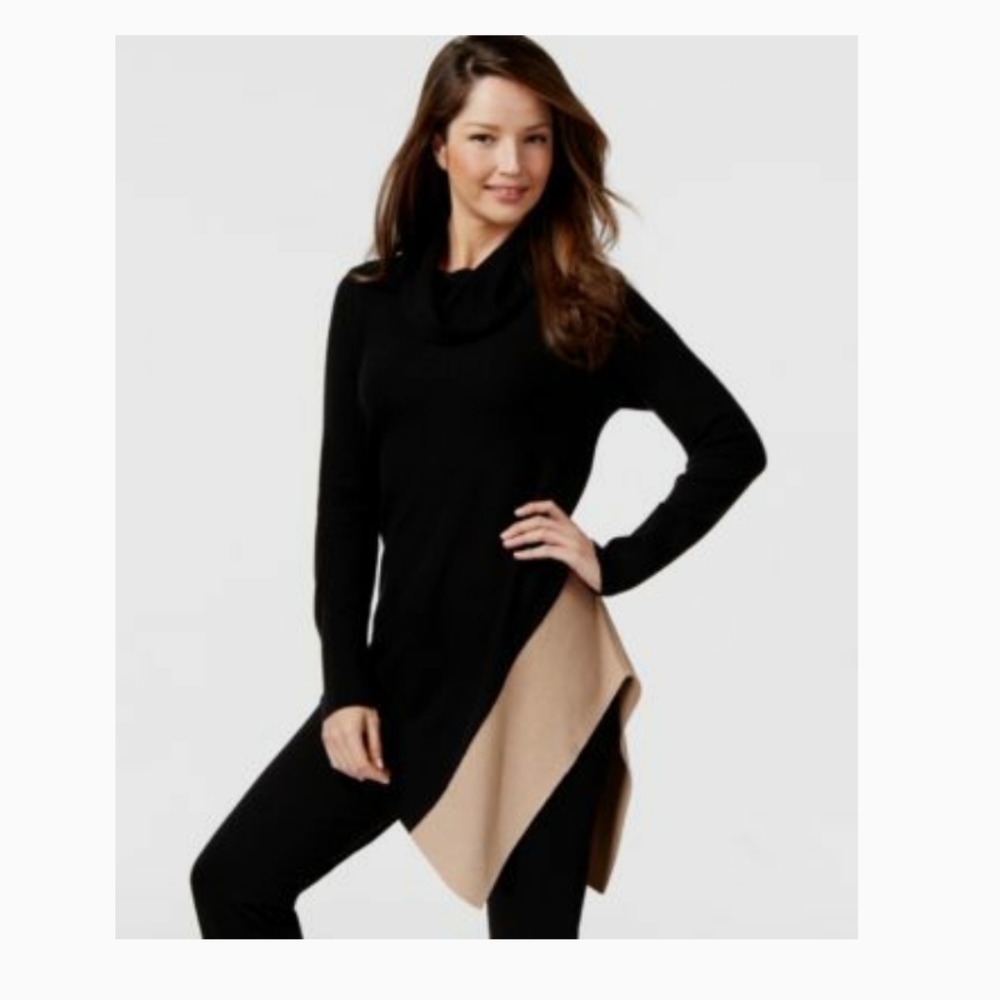 Alfani Asymmetrical Hem Cowl Neck Sweater NWT S